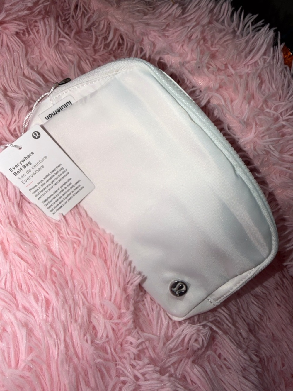 lululemon athletica White Nylon Pouch with Silver Hardware